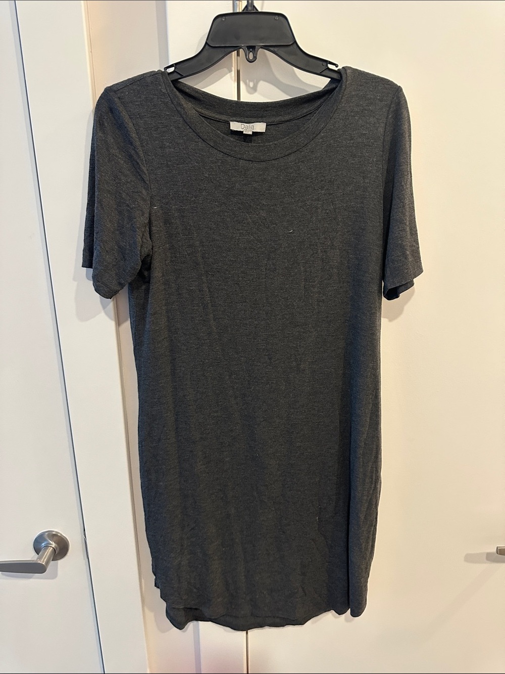 Everyday Charcoal Crewneck Tunic Tee Dress -